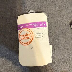 Wonder Nation Girls' Microfiber Tights - White